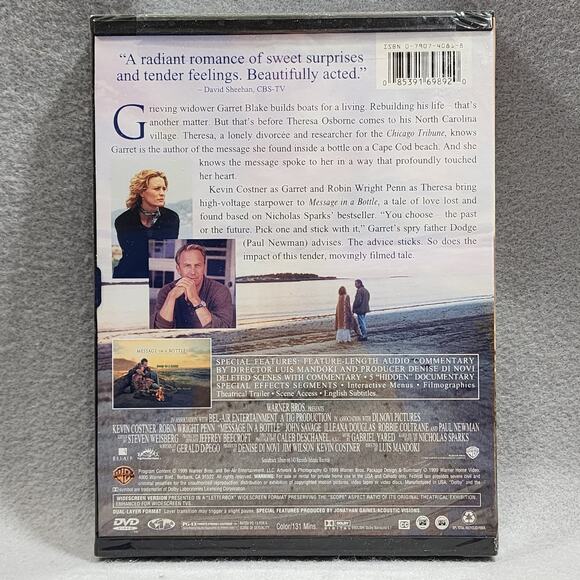 Message In A Bottle Kevin Costner Robin Wright Penn Paul Newman 1999 NEW Sealed - Picture 2 of 3